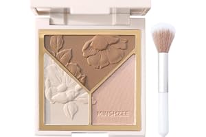 GEEWHILE Blushers for Cheeks, 3 In 1 Blush Highlighter Coutour Palette Make Up Powder, Face Blusher for Women Natural Look Long-Lasting Sweat-Resistant Blush Glow Matte Brighten (Color 3)