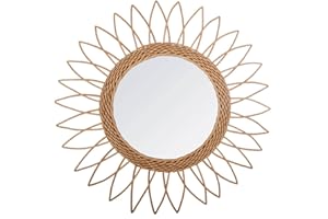 ATMOSPHERA CREATEUR D'INTERIEUR Espejo de ratán de Sol Afilado D50, Marrón, L 50 x L 2,8 x H 50 cm