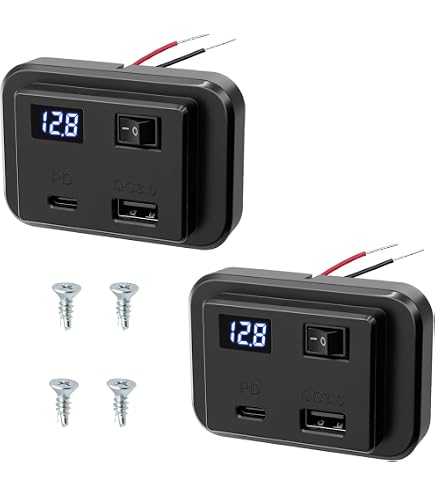 2 Stk 12V-24V Auto USB Typ-C Ladegerät Buchse Einbau