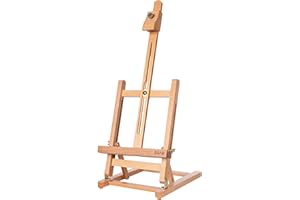 DJAR 25" Mini H-Frame Art Easel, Adjustable Beech Wood Tabletop Wooden Easel for Painting, Portable Painting Display Drawing Stand for Teens, Adults, Students, Natural