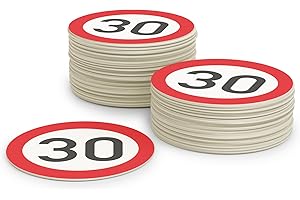 ‎FLYERALARM Bierdeckel Pappe 30. Geburtstag für Frauen und Männer (50 Stück) Runde Gläser Untersetzer (⌀10cm) aus umweltfreundlicher Pappe