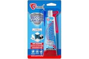 FINAL Silicone sanitaire 1 x 50 ml – Mastic étanche de qualité professionnelle, pour salle de bain, douche et cuisine, résistant à la moisissure, antibactérien et élastique, adhère au verre, métal