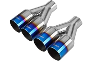 U-POWER Upower Dual Exhaust Tip 2.5 Inch Inlet 3.5 Inch Outlet 2.5" to 3.5" Diesel Exhaust Tailpipe Blue Burnt 304 Polished Stainless Steel 10.5" Long Weld-on Exhaust Tail Pipe Pack of 2
