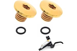 ANFUXT 2 viti di sfiato per bicicletta O-ring tappo dell'olio per corpo della bicicletta in lega di titanio TC4 M5 X 10 mm, compatibili con Shimano XT SLX Zee Deore LX (oro)