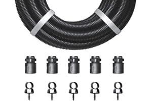 FLEX-IT FLEXIBLE CONDUIT 32mm Quality Black Polypropylene Flexible Conduit Contractor Pack - 5 Meters & 5 Hinged Glands, External 32mm - Internal 26.5mm (5 x Schnabl Conduit Quick Clips Included)