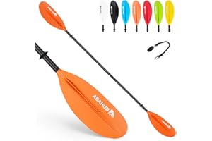 Abahub Remo Kayak Carbono 230 cm/Ajustable 220cm a 240cm Pala de Kayak con Línea Pala de Kayak de Bote de Remos, Varilla de Carbono Hoja de Plástico Negro/Blanco/Azul/Verde/Naranja/Amarillo/Turquesa