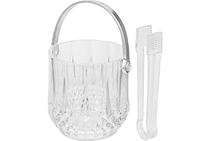 YARNOW - Secchiello per il ghiaccio trasparente con piccole pinze per cubetti di ghiaccio, piccolo refrigeratore per vino con manico, per servire bevande , per feste a casa