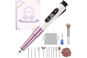 Denabuty Fresa per Unghie, Lima per Unghie Elettrica 12 in 1 Senza Fili Professionale 25000RPM Giri, con Display LCD, Portatile Kit Manicure Pedicure Elettrico per Rimozione Gel Semipermanente Viola