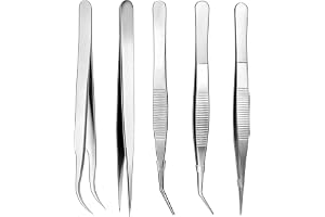 5 st pincettset i rostfritt stål – 5 längder, böjd & spetsig | Precisionspincetter för pyssel, matlagning, reparationer, bakning, grillning och modellbygge.