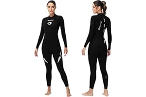 Owntop Trajes de neopreno de 5 mm para hombres y mujeres, traje de buceo de neopreno con cremallera trasera, trajes húmedos de longitud completa para adultos, piel de buceo térmica flexible para buceo