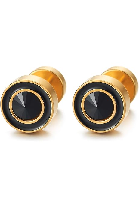 Boucles D'Oreilles Monster Circle - Faux Plugs Acier Inoxydable Noir/Argent Pour Homme Femme