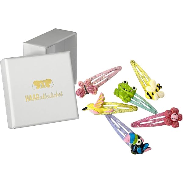 HAARallerliebst 6er-Set Haarspangen Mit Eichhörnchen – Orange, In Weißer Aufbewahrungsbox, Für Kinder