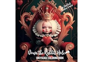 Down the Rabbit Hole, Greyscale Coloring Book | 25 Unique & Original Illustrations: Super Cute Coloring Pages: Grayscale Coloring Book for Teens and Adults (Super Cute Grayscale Coloring Books)