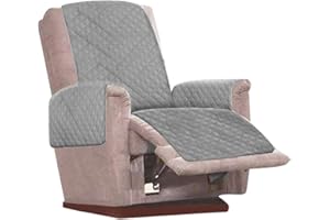 Keyohome Copripoltrona Relax Reclinabile Trapuntato Universale 1 Posto,Copertura Salvadivano per Poltrona Antiscivolo Antivegetativa per Protezione Divano con Fascia Elastica (Grigio)