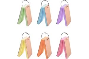 LAHVIUU Flash Cards for Revision, 300 Pcs Colour Blank Flashcards Study Note Index Cue Record Card, Kraft Paper Memo Cards with Metal Binder Ring, Stationary Supplies for Student, 6 Packs, 50 Sheets/Pack