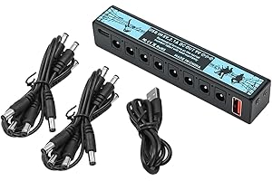 Sarini Alimentation 8 canaux pour pédale de Guitare 9V 100mA/300mA, Prend en Charge l'entrée USB