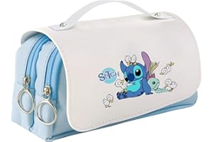 PADIEOE Stitch Pencil Case Zipper Smoothy Big Capacity Large Pencil Case with Handle Duarable School Pencil Case for Teenage Girls Boys Stationery Organizer Gift…