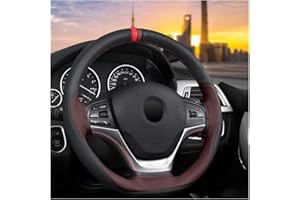 JNNJ Couvre Volant Voiture, Antidérapant Couvre Volant, Respirant Microfibre Cuir Couvre Volant, Housse De Volants De Voiture Accessoires D'intérieur Protecteurs pour Femmes Et Hommes(Café)