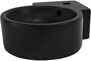 ML DESIGN MODERN LIVING ML-Design Lavabo en Céramique Noir, 45x36x13 cm, Ronde, Montage Mural/á Poser, Lavabo d'Angle avec Trop-plein, Vasque Lave-Mains pour Salle de Bain/WC Invités, Design Moderne, sans Matériel de Montage