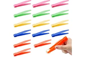 UOCAI Set di pinzette in plastica per bambini, 15 pezzi in plastica colorata, giocattolo educativo per abilità motorie fini, pinzette e perline da stiro