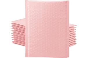 Switory 25Pcs Padded Envelopes, 15.3x22.9cm Bubble Mailers with Easy Tear Strip Peel and Seal Mailer Bags Postal Wrap Envelope Cushioned Protective Packaging, Pale Pink (Inside Size: 15.3x22.9)