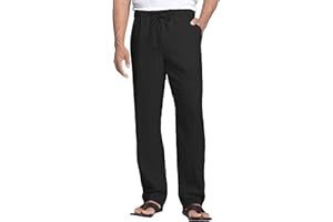 NANAMEEI Pantalon Lin Homme Été Pantalons de Plage Casual Pantalon Yoga Homme Grande Taille Elastique avec Cordon