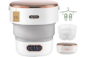 HIUYRFS Mini Waschmaschine, 15L 2 in 1 Camping Waschmaschine Klein mit Schleuderkorb, Camping Reisewaschmaschine für Unterwäsche, Baby- und Kleinwäsche, geeignet für Zuhause, Wohnungen (15L Grau)