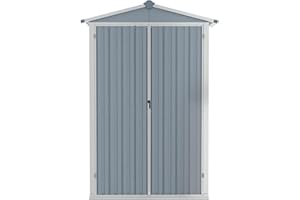 Keketa Capanno da Giardino Casetta Attrezzi Giardino Casetta da Giardino in Lamiera Ripostiglio da Esterno Casetta da Giardino in PVC Grigio 107,5x46x183 cm in Acciaio Zincato