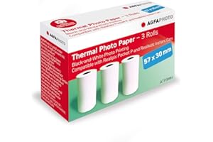 AgfaPhoto Carta termica per stampante, bianco e nero, 3 rotoli per stampante Realipix P Pocket e Realikids Instant Camera
