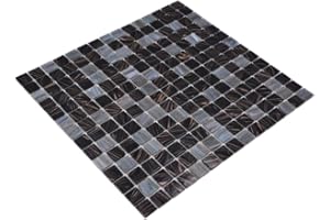 MOSAIK-NETZWERK Mosaik Fliese Glas Goldensilk dunkelgrau für BODEN WAND BAD WC DUSCHE KÜCHE FLIESENSPIEGEL THEKENVERKLEIDUNG BADEWANNENVERKLEIDUNG Mosaikmatte Mosaikplatte