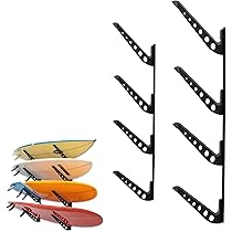 Support Mural StoreYourBoard Pour 4 Planches De Surf - Acier, Bras Réglables, Caoutchouc Antidérapant