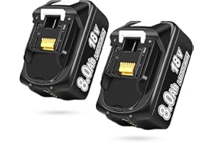 POWTREE 2X 8.0Ah 18V Ersatzakku für Makita BL1850B BL1850 BL1840 BL1830 BL1850B BL1815 BL1835 BL1845 BL1850 194205-3 LXT-400 with LED Werkzeugakku
