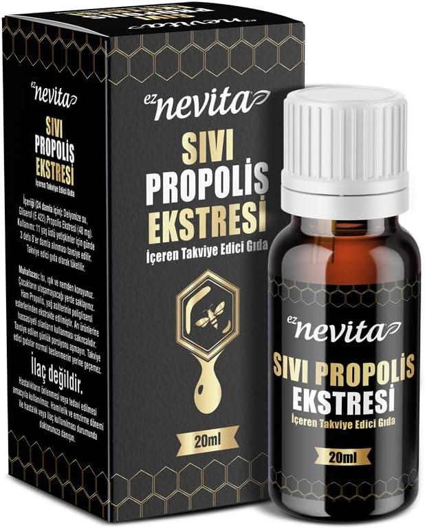 Eznevita Sıvı Propolis Ekstresi 20 Ml | Damla Form | Güçlü Antioksidan Destek, Şeker ve Koruyucu İçermez, Amber Cam Şişede, Çocuk ve Yetişkin Kullanıma Uygun