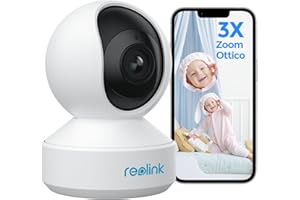 Reolink 5MP PTZ Telecamera WiFi Interno, Baby Monitor, Rilevazione di Persone/Pet, Auto-tracking, Videocamera Sorveglianza WiFi 2,4/5GHz, 3x Zoom, Sirena, Audio Bidirezionale, Cloud, E1 Zoom