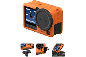 TELESIN Étui de Protection en Silicone pour DJI Osmo Action 6 avec Cache Objectif & Cordon, Étui Anti-Chocs Anti-Rayures Lavable Anti-Dérapant Anti-Poussière, Accessoire pour Action 6 (Orange)