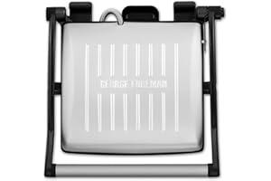 George Foreman Medium Electric Flexe Grill [Non stick, Healthy, Griddle, Toastie, Hot plate, Panini, BBQ, Energy saving, Vertical storage, Easy clean, Drip tray, Ready to cook light] Black 1800W 26250