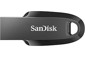 SanDisk Ultra Curve 128 Go Flash Drive, Clé USB 3.2, des vitesses allant jusqu'à 100 Mo/s, Rescue Pro Deluxe Software, Porte-clés intégrée, Noir
