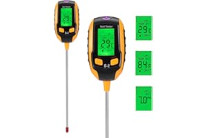 PRECIPETTE Tester gleby, 5 w 1, miernik wilgotności gleby, pH, światła słonecznego, temperatury, wilgotności otoczenia, miernik wilgotności gleby, do roślin, ziemi, trawników, ogrodu, warzyw