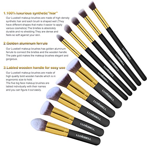 Luxebell® 10pcs Make-up Pinsel Set professionellen Kosmetik Set Satz Augenbrauen Schatten Cosmetic Foundation Concealer Bürsten - 2