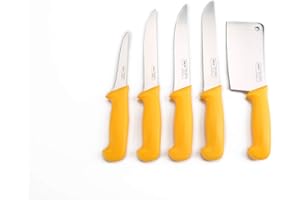 Shov - Set di coltelli da macellaio, 5 pezzi, in acciaio inox, qualità professionale