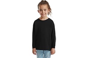 HiFEN® Kids Plain Basic Long Sleeve Round Neck Cotton T-Shirt Stretchy & Comfortable PE School Tee Top Age 3 to 15 Years