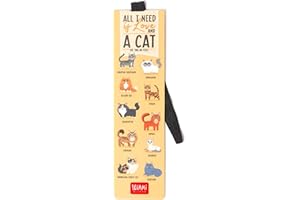 Legami - Marcador con elástico marcador de página, también útil para mantener el libro cerrado, en papel certificado plastificado, 4,7 x 17,5 cm, tema Kitty