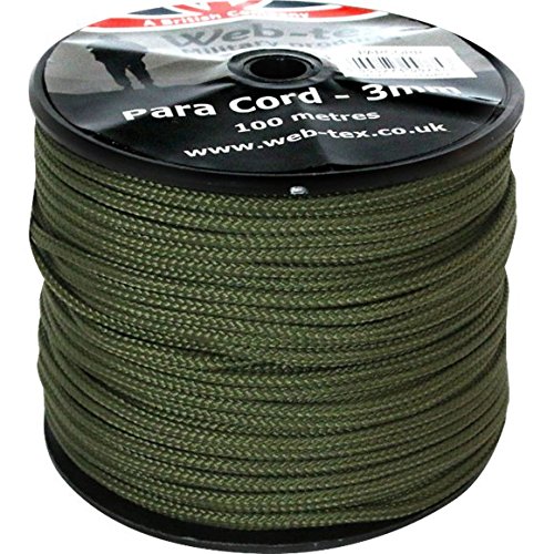 WEB-TEX PARACORD 3MM 100 METRE ROLL BASHA TENT BIVI CAMPING AIRSOFT