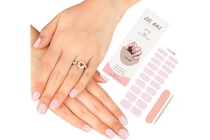 Semi Cured Gel Nails Strips 20 Stickers Nail Wraps Soft Self-ZAHRVIA Adhesive Gel Nail Stickers Salon- UV/LED Lamp Required-Nude Pink