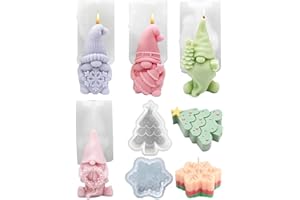 DRASOHUIJA 6 moldes de silicona 3D con forma de gnomo, vela de Papá Noel, jabón, para hacer velas de silicona, para Navidad, decoración