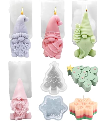2 Stampi In Silicone A Forma Di Gnomo Natalizio 3D, Per Candele, Saponi E Cioccolato Fai Da Te