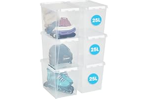 SmartStore - 6x Plastförvaringslåda med lock 25L (40x30x32cm)|Plastförvaringslådor med lock