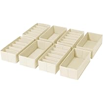 APACALI Set 12 Organizer Per Cassetti – Pieghevoli In Tessuto Non Tessuto – Beige – 3 Dimensioni
