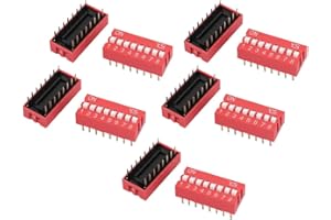 UXCELL sourcingmap 10 Pcs DIP Switch 2 Row 16 Terminals 8 Positions Sliding Switch 2.54mm Pitch