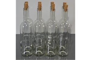 MARKENLOOS Weinflasche 750 ml Glasflasche Leere Flasche Likör ohne/mit Korken Wein (8 STK. mit Korken, Weiß)